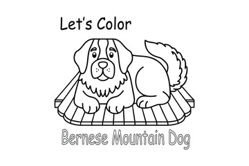 Bernese Mountain Dog Coloring Page for Kids – Large Breed Line Art Printable