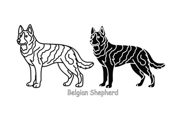 Belgian Shepherd Dog Coloring Page for Kids – Herding Breed Line Art Printable