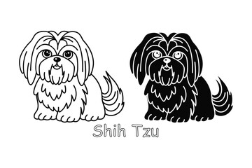 Shih Tzu Dog Coloring Page for Kids – Cute Toy Breed Line Art Printable