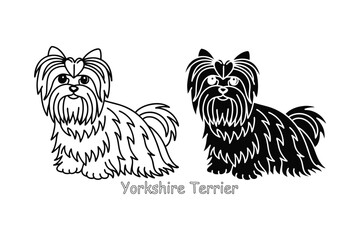 Obraz premium Yorkshire Terrier Dog Breed Coloring Page for Kids – Cute Animal Line Art