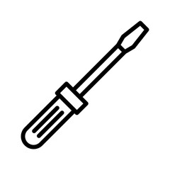 Screwdriver outline icon. Construction icon isolated on white background. Transparent background, minimalist symbol. Vector images	
