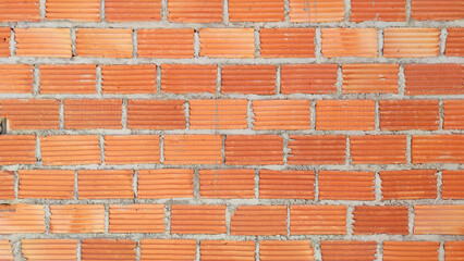 Textured Red Brick Wall with Horizontal and Vertical Arrangement in Natural Light Conditions