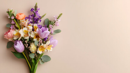 Side-Aligned Spring Floral Composition for Text Design