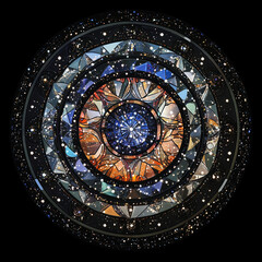 Obraz premium Abstract mandala design featuring star maps and glass symmetry 