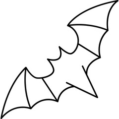 Minimal Bat Outline Icon – Simple Line Art for Halloween, Gothic, and Nature Themes
