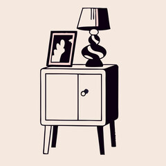 Modern Nightstand with Lamp & Photo Frame - Minimalist Home Decor