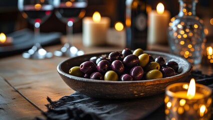 Healthy Appetizer: Variety of Olives with Wine Pairing
