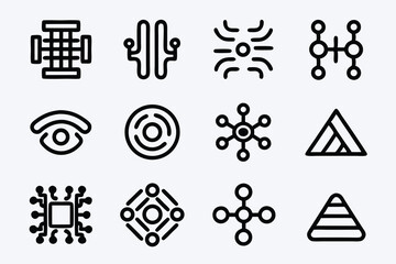 Abstract geometric shapes icons set technology science design elements vector