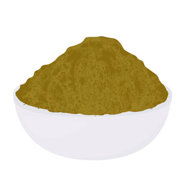  handful of dried seasonings hops-suneli. Benefits of herbs in cooking. bunch of green dried spices. Vector illustration. Isolated on white background.