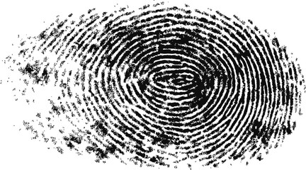 Black fingerprint pattern textured in ink style. Vector illustration