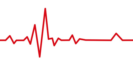 Red Heartbeat Line on White Background Representing Health and Vitality