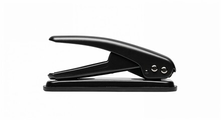 Black stapler on a white background for office use  