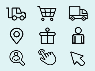 Delivery shopping online store user interface icon set vector illustration