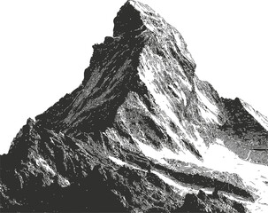 Black and white illustration of the Matterhorn mountain in dramatic style. Vector illustration