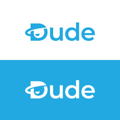 Dude logo icon vector. Letter D + smiling man