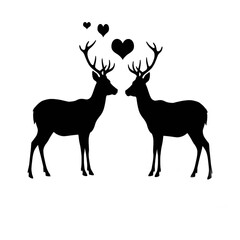 Deer Silhouette with Hearts | Wildlife Illustration for Love, Valentine's Day, and Romantic Designs