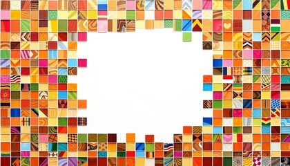 Fototapeta premium Empty colorful mosaic square collage background, vibrant, template