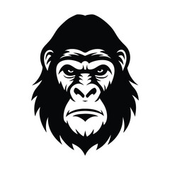 Obraz premium Silhouette of a gorilla black and white vector clipart