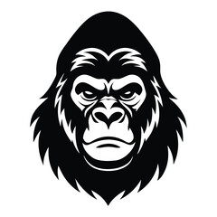 Silhouette of a gorilla black and white vector clipart