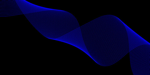 Abstract black background with a glowing abstract waves. Abstract wave element for design. Digital frequency track equalizer, Futuristic background design. Long exposure, Light painting photography.