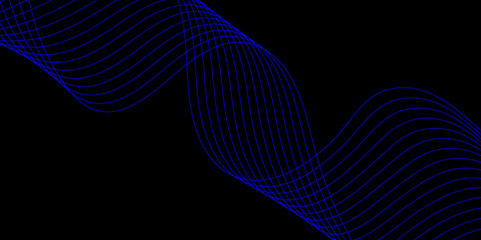 Abstract black background with a glowing abstract waves. Abstract wave element for design. Digital frequency track equalizer, Futuristic background design. Long exposure, Light painting photography.