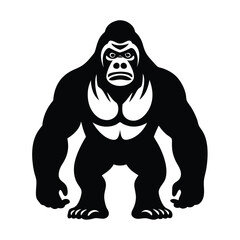 Obraz premium Silhouette of a gorilla black and white vector clipart