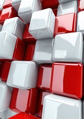 Fototapeta premium Abstract Red and White Cubes Composition