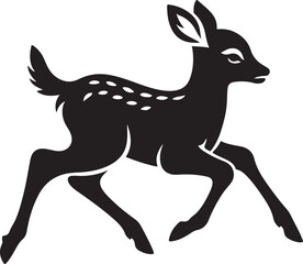 Obraz premium Baby Deer Black Silhouette Vector, Cute Woodland Animal Clipart & Nature Design
