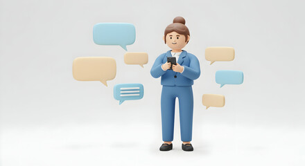 Businesswoman using smartphone texting chatting messaging communication