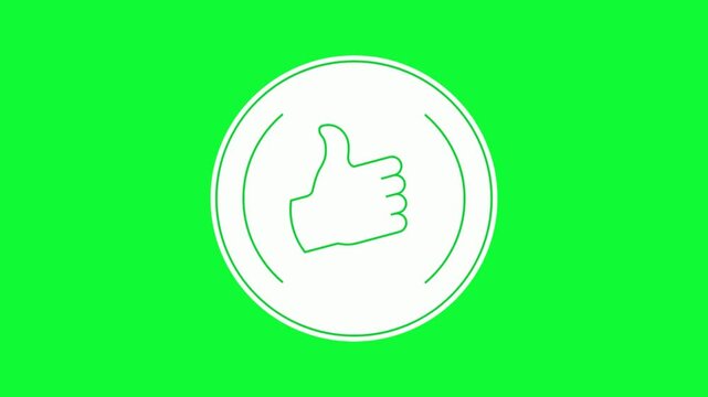 4K Animated Thumbs Up Hand Gesture Video Like, Approval & Positive Feedback Symbol for Social Media Reactions & UI, Green Screen Chroma Key
