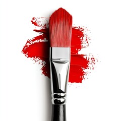 Abstract Red Paint Brush On Clear White Background