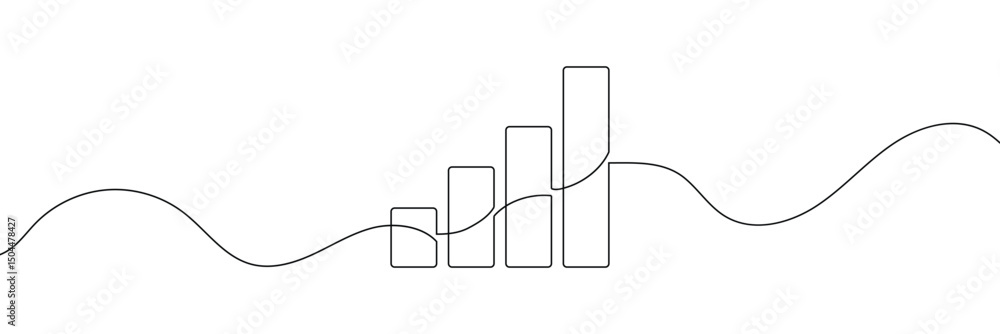 Aufkleber growing graph in continuous line drawing style. line art business chart icon. vector illustration. a