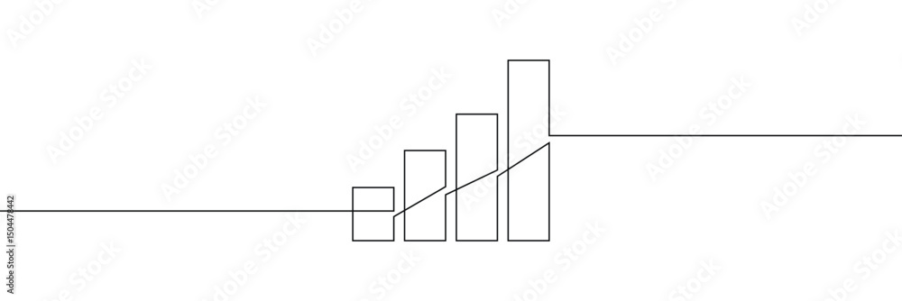 Poster growing graph in continuous line drawing style. line art business chart icon. vector illustration. a