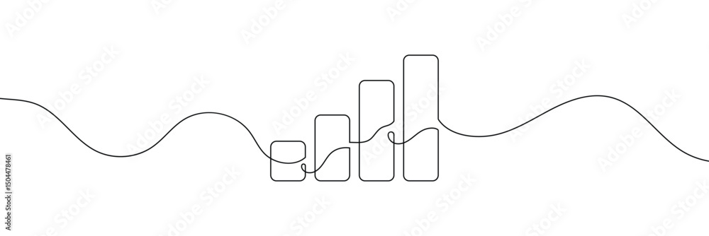 Aufkleber growing graph in continuous line drawing style. line art business chart icon. vector illustration. a