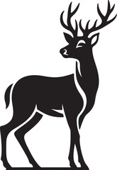 Fototapeta premium Deer Black Silhouette Vector, Majestic Wildlife Clipart & Forest Animal Design