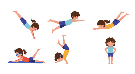 Children Performing Various Aquatic Exercises and Poses