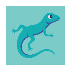 Obraz premium Vibrant turquoise lizard illustration a playful depiction of a reptile on a textured background