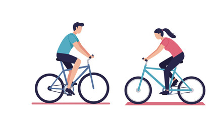 Fototapeta premium Two Cyclists Enjoying a Ride on Bicycles with Colorful Clothing