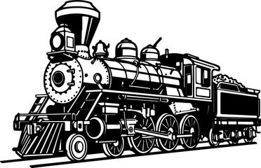 Western Railway Old Train Station Country Transportation, train, locomotive, engine, steam, transportation, railway, vector, transport, railroad, old, illustration, vintage, rail, construction, truck,