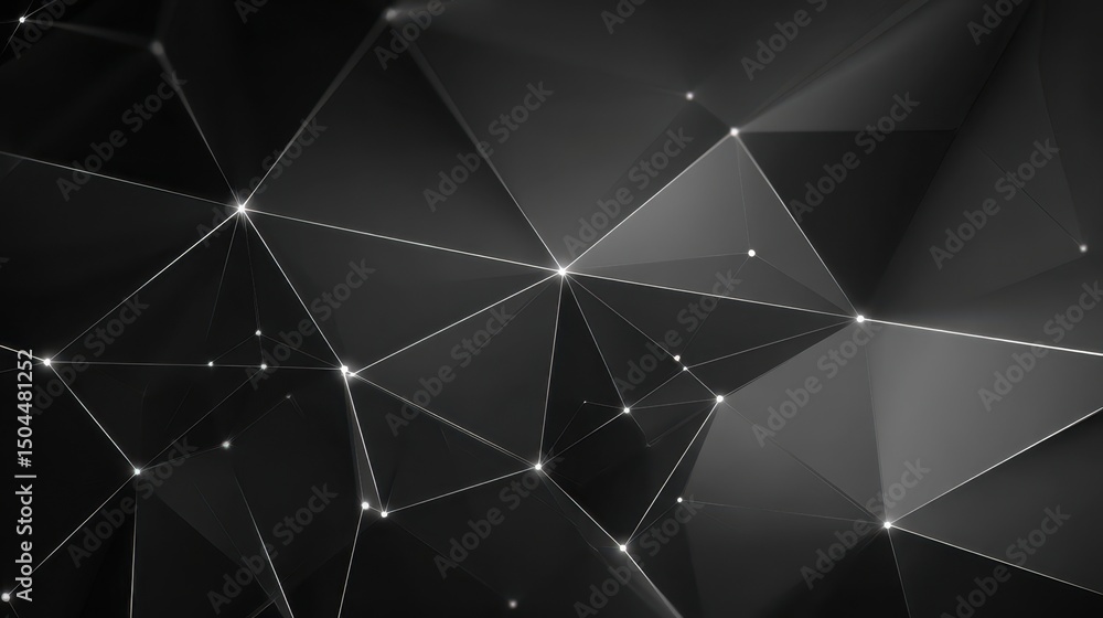 Poster abstract black and grey triangle background with linear connections