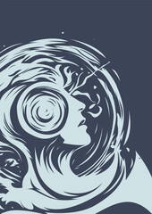 Chaos, Swirl, Time, Waves, Man, Tree, Intricacy, Thoughts, Growth, Success, Moon, Branches, Artwork, Vector