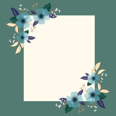 Rectangular frame with floral decorations around it in watercolor style