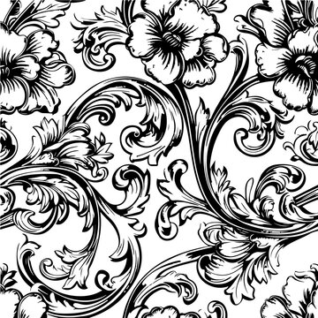 tooled leather seamless patterns bundle, pattern, seamless, floral, flower, wallpaper, vector, ornament, design, vintage, decoration, leaf, illustration, art, damask, nature, texture, black, decor, or