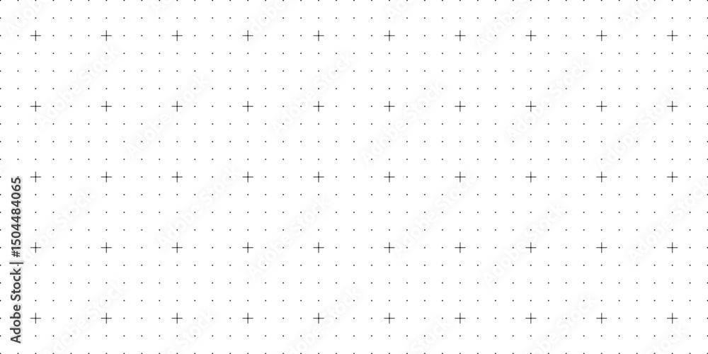 Poster Seamless square grid texture, grid line paper sheet with crosses and lines, blank grid sheet for technology, drawing and architecture draft, texture of square graph paper, notebook pattern - vector