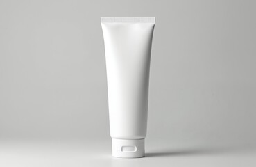 Blank white cosmetic tube mockup. Skincare product display. Package design template, suitable for serum, lotion, cream, sunblock, cleanser, moisturizer. Plastic container on studio background for