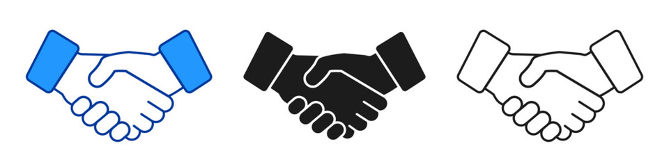 Handshake icon set, friendly deal symbol, partnership symbol, business agreement handshake sign – vector