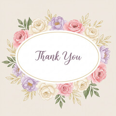 Elegant Floral Thank You Card Template: Beautiful watercolor roses and greenery design