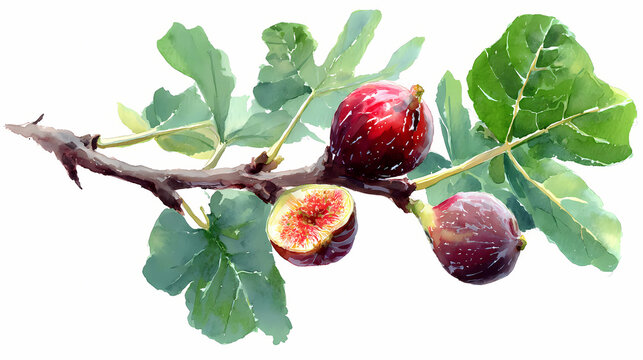 Watercolor Illustration of Cluster Fig (Gular) &ndash; Hand-Painted Tropical Ficus racemosa Fruit on White Background

