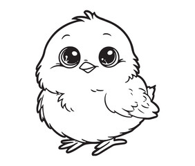Obraz premium Cartoon chicken vector illustration. Cut baby chicken outline drawing for coloring