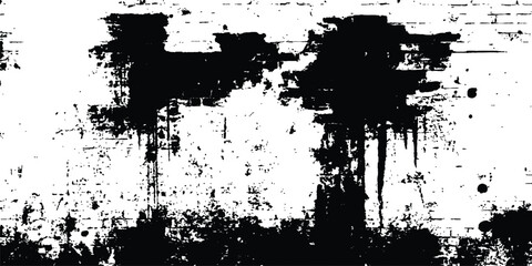 Black and white Old grungy brick wall texture background. Vector black and white brick wall grange texture. Texture of a brick wall with cracks and scratches which can be used as a background